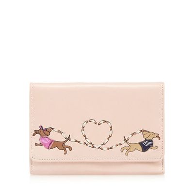 Light pink sausage dog love applique medium flap over purse